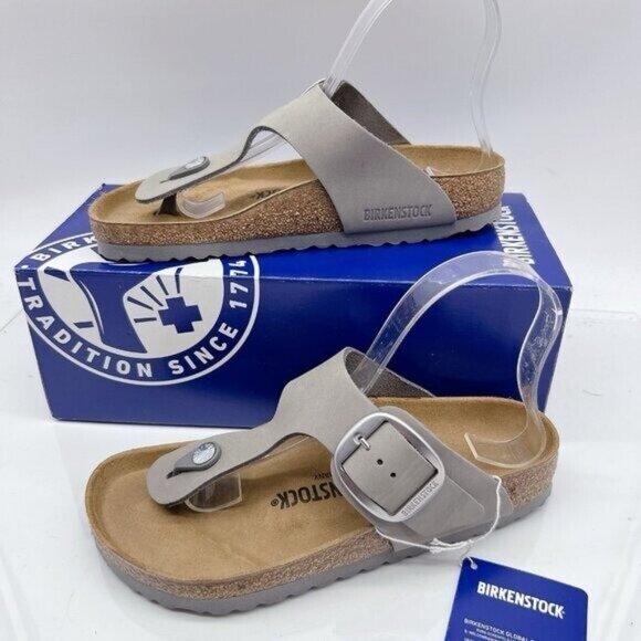 Birkenstock Gizeh Big Buckle Thong Sandal Dove Gray Leather Wms EU 39 US 8-8.5 R - Picture 4 of 14
